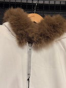 Moletom Balenciaga Branco Gorro Felpudo Marrom Branco de Inverno - Pronta Entrega