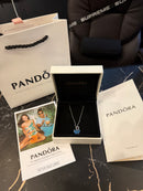 Colar PANDORA Blue Murano Glass Butterfly Set Necklace with Pendant 925 Silver - Pronta Entrega