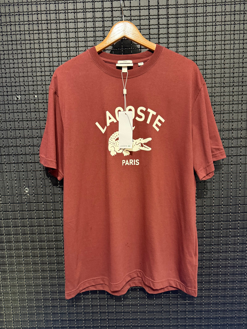Camiseta Lacoste Paris Logo Vinho - Pronta Entrega