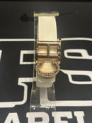 Cinto Feminino Carolina Herrera Branco Fivela Cravejada/Gold 95 CM  - Pronta Entrega