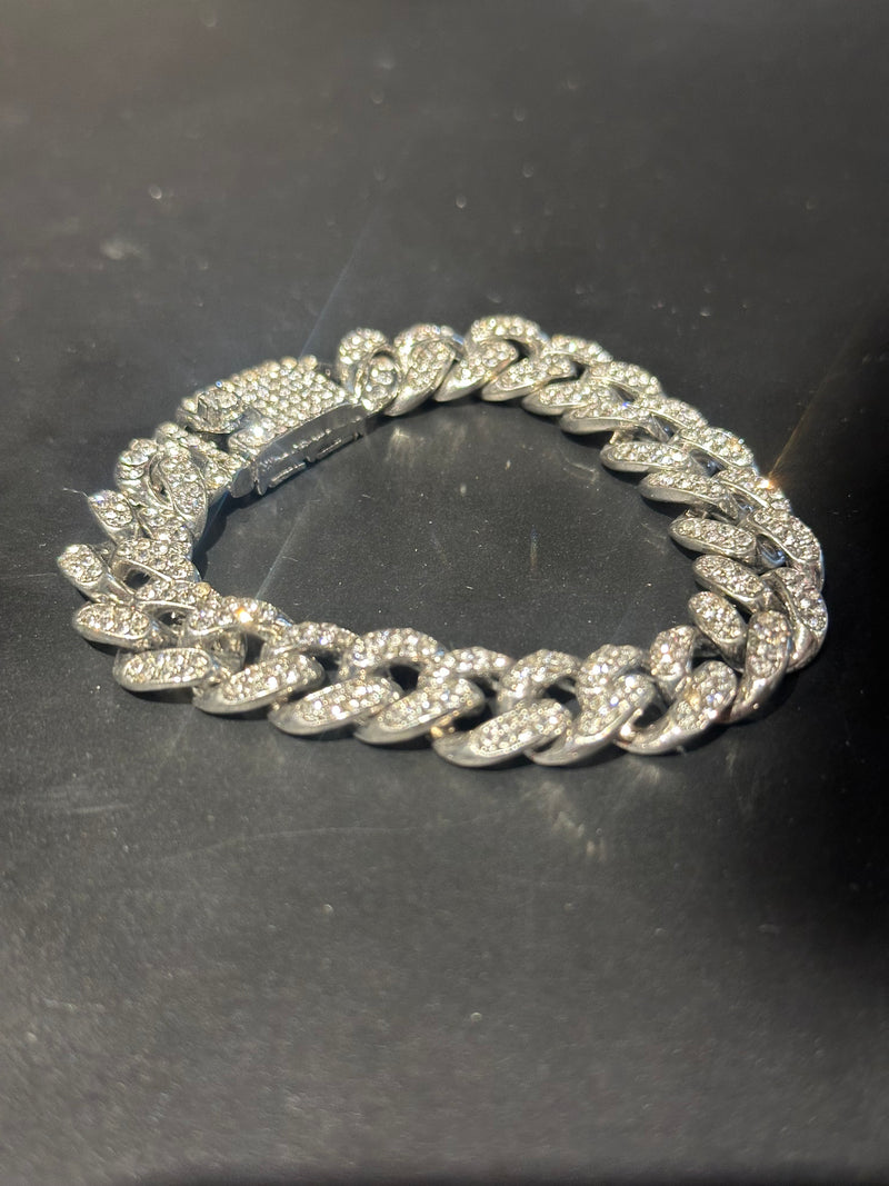 Pulseira Slim Prata Cravejada Em Zicornia Cúbica 20 CM - Pronta Entrega