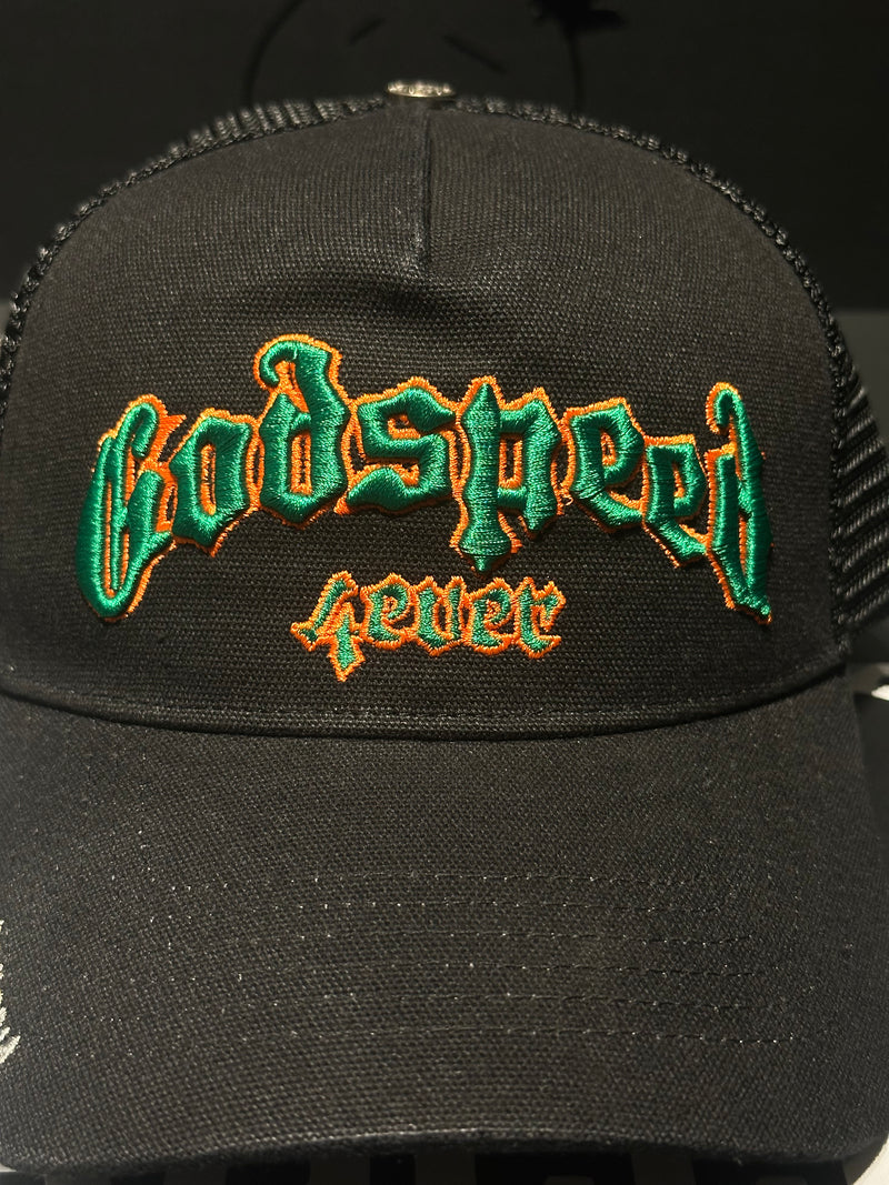 Boné Aba Curva Trucker Godspeed Forever Black/Green/Orange - Pronta Entrega