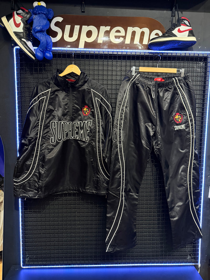 Conjunto Jaqueta Supreme Satin Piping Pullover Black - Pronta Entrega