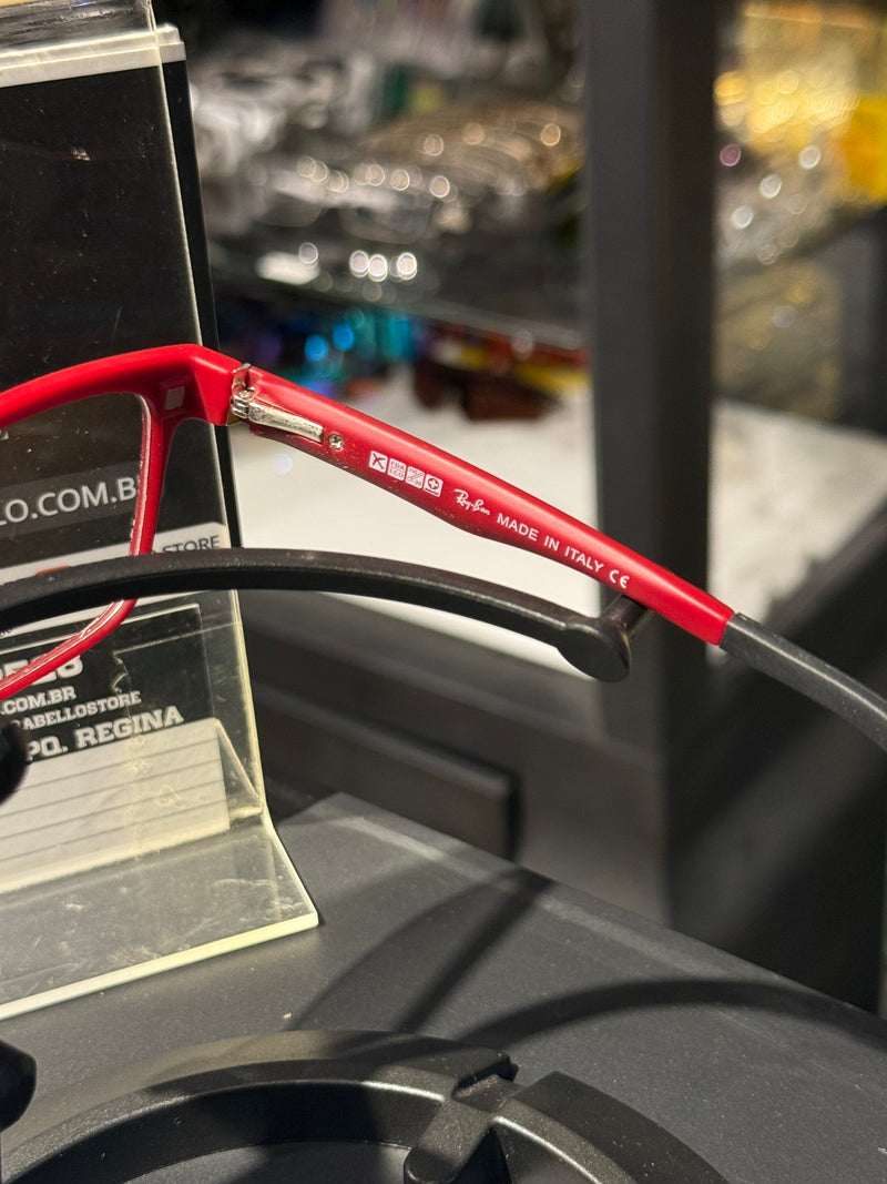 Óculos Rayban Armação Preto Vermelho Clip-On 3 em 1 Multi Cores - Pronta Entrega