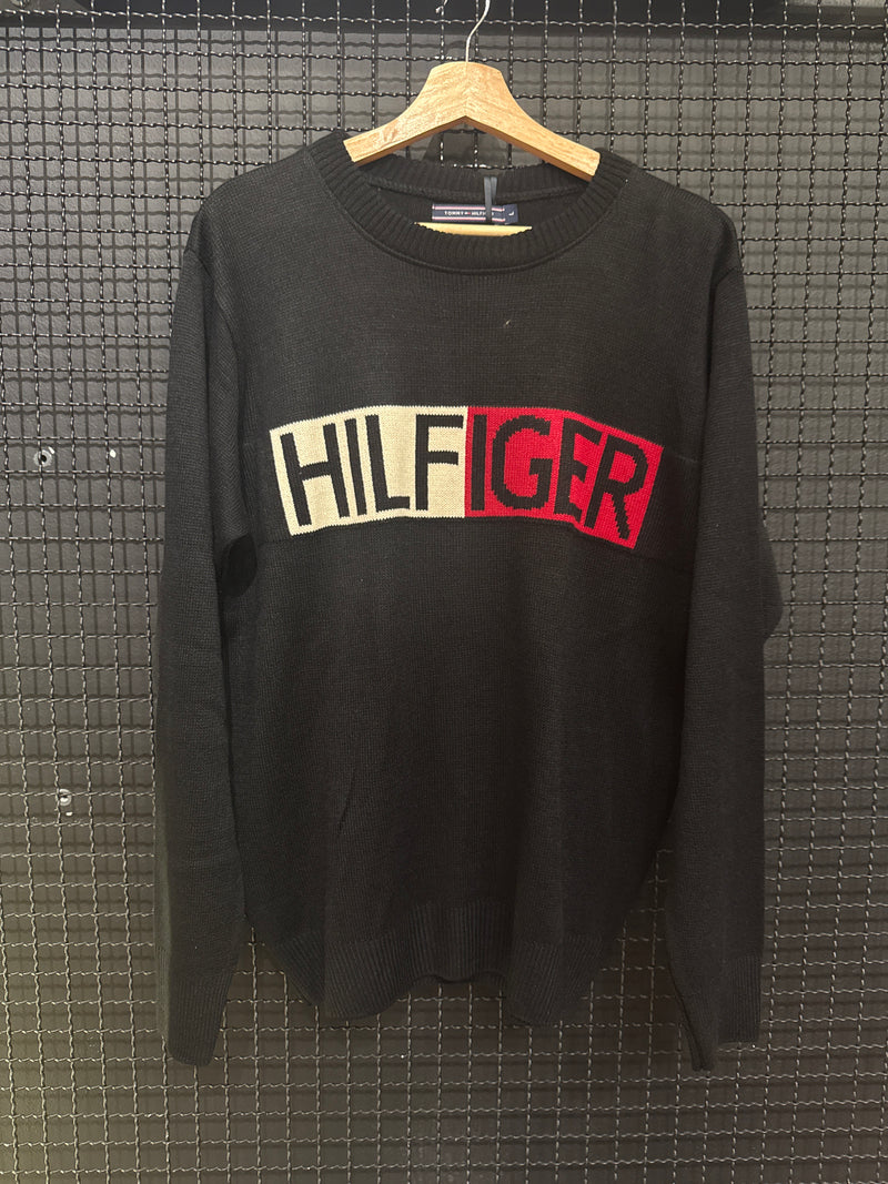 Suéter Tommy Hilfiger Preto/Branco/Vermelho - Pronta Entrega