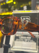 Óculos Versace Retangular Marrom  Lente Escura - Pronta Entrega