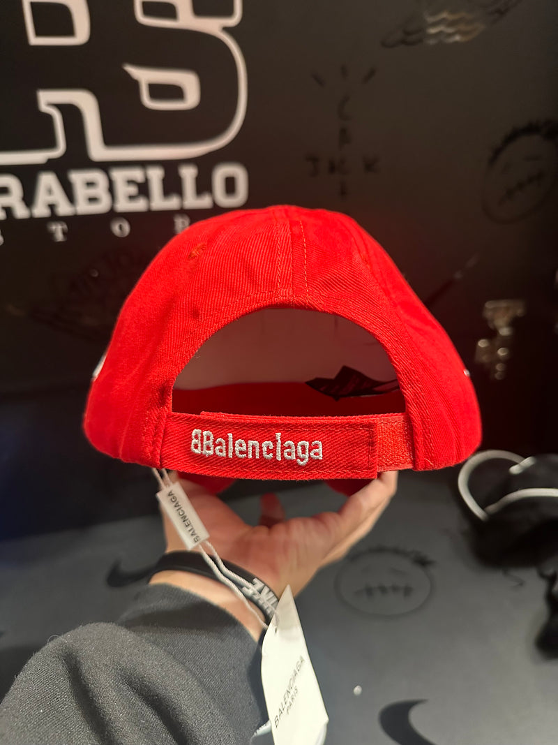 Boné Balenciaga Vermelho Aba Curva Soccer Cap - Pronta Entrega