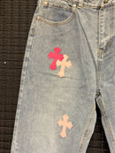 Calça Jeans Chrome Hearts Cruz Pink - Pronta Entrega