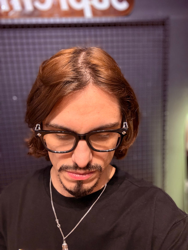 Óculos Chrome Hearts Armação Preto Prata - Pronta Entrega