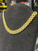 Corrente Cravejada Em Zicornia Cubica Dourada - Pronta Entrega