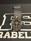 Cinto Chrome Hearts 105 CM Preto Cruz Couro Fivela Metal