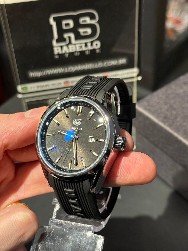 Relógio Tag Heuer Preto com Prata - Pronta Entrega