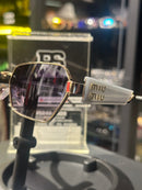 Óculos Miu Miu Retangular Armação Gold Lente Lilás - Pronta Entrega