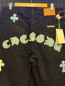 Calça Jeans Preta Chrome Hearts Cross White/Blue - Pronta Entrega