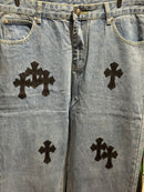 Calça Jeans Chrome Hearts Cruzes Pretas - Pronta Entrega