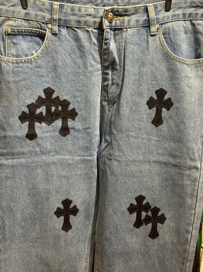 Calça Jeans Chrome Hearts Cruzes Pretas - Pronta Entrega