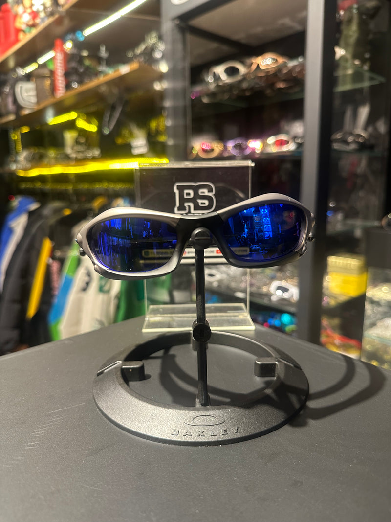 Óculos Oakley Splice Black Silver Lente Azul - Pronta Entrega