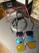 Óculos Rayban Armação Preto Vermelho Clip-On 3 em 1 Multi Cores - Pronta Entrega