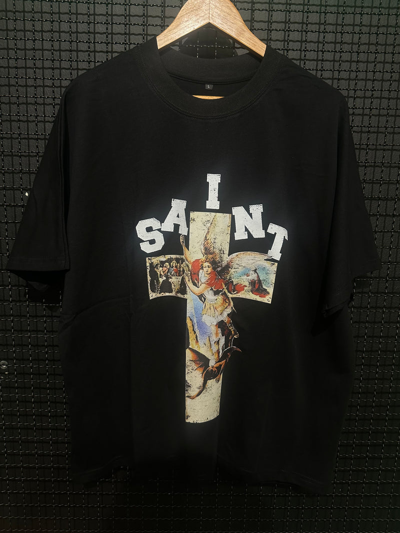 Camiseta Saint Angel In Cruz Black - Pronta Entrega