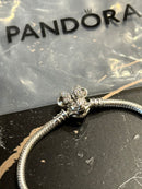 Bracelete Pandora Prata com Fecho Minnie Brilho Prata 17 CM - Pronta Entrega