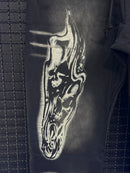Calça Moletom Hellstar Airbrushed Skull Flare Bottom Midnight Dye Black - Pronta Entrega