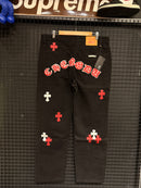 Calça Jeans Preta Chrome Hearts Cruz Red - Pronta Entrega