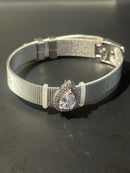 Pulseira Prata Ajustável Pingente Gota - Pronta Entrega