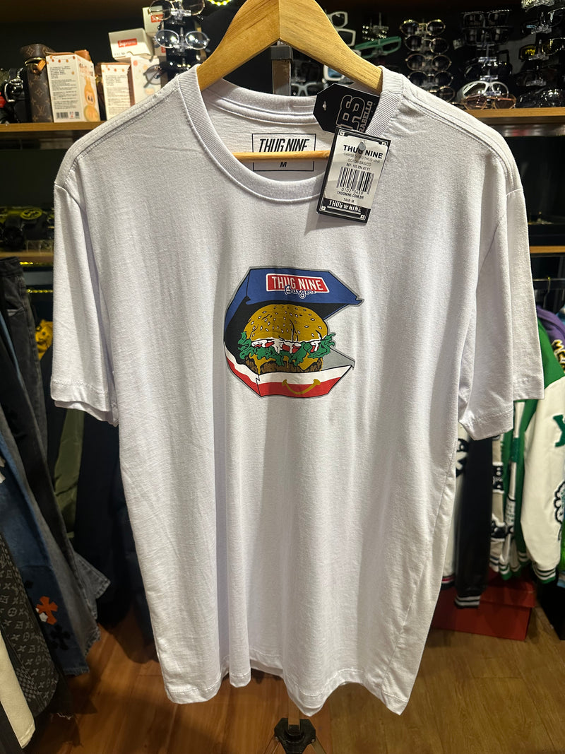 Camisa Thug Nine Burguer Branca - Pronta Entrega