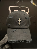 Boné Aba Curva Chrome Hearts Logo Cruz Preto - Pronta Entrega