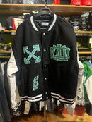Jaqueta Varsity Off-White NYC Black/White/Green - Pronta Entrega