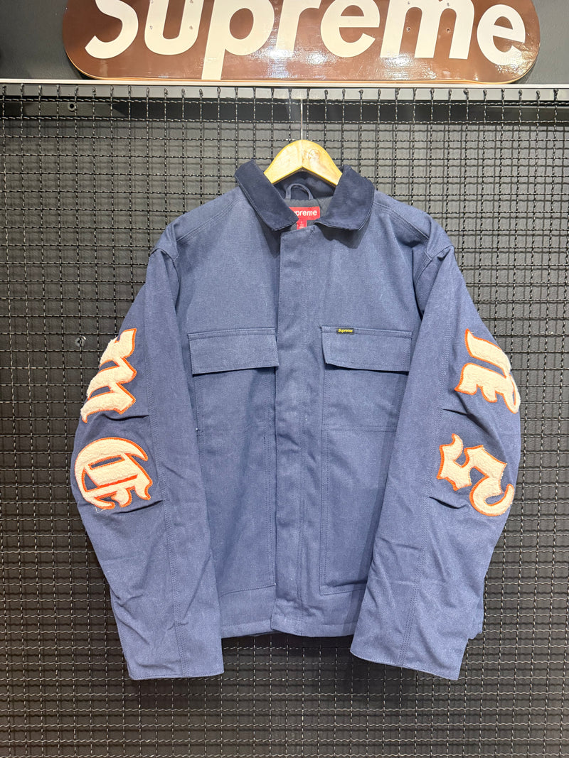 Jaqueta Supreme Old English Canvas Work Jacket Blue - Pronta Entrega