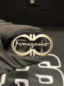 Cinto Ferragamo Preto Fivela Metallic Gancini 115 CM  - Pronta Entrega