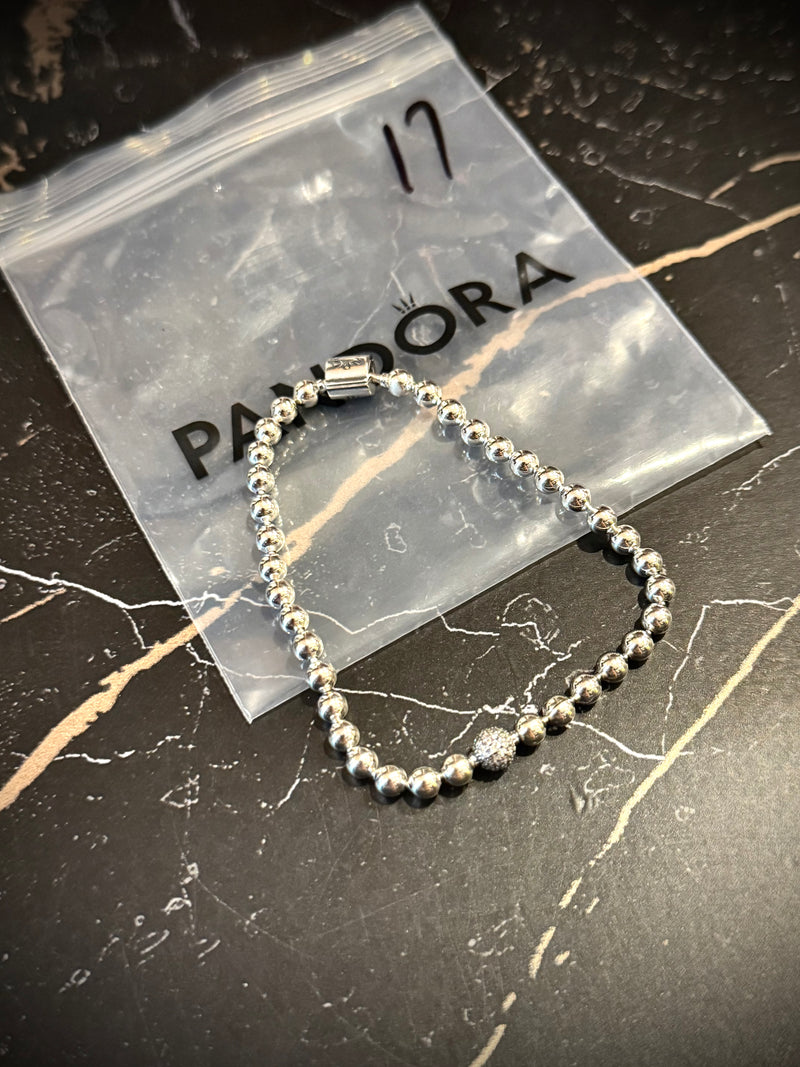 Bracelete Pandora Prata Circular com Fecho Logo 17 CM - Pronta Entrega