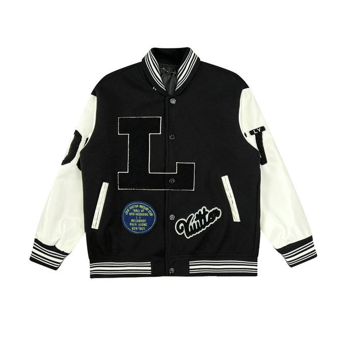 Jaqueta Varsity Louis Vuitton Black White - Encomenda