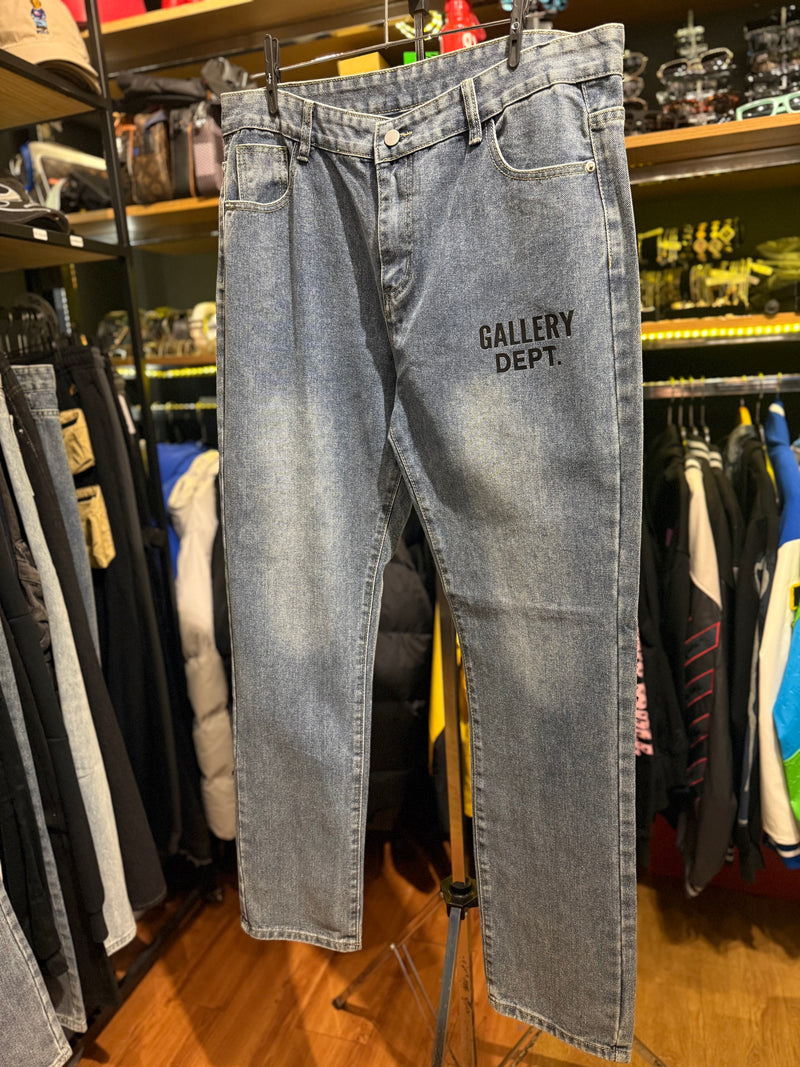 Calça Gallery Dept. jeans Marinho Lavado Logo Preto - Pronta Entrega