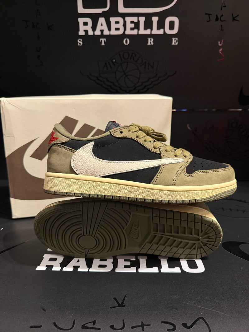 Tênis Nike Travis Scott x Air Jordan 1 Low Black Olive - Pronta Entrega
