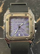 Relógio Cartier Santos Quartzo Silver Fundo Blue - Pronta Entrega