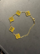 Pulseira Van Cleef Dourada Trevos Dourados 24 CM - Pronta Entrega