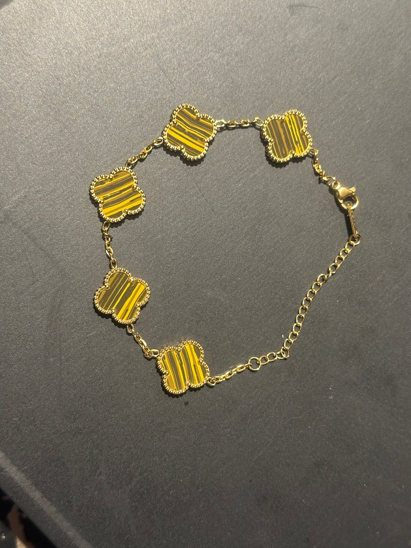 Pulseira Van Cleef Dourada Trevos Dourados 24 CM - Pronta Entrega
