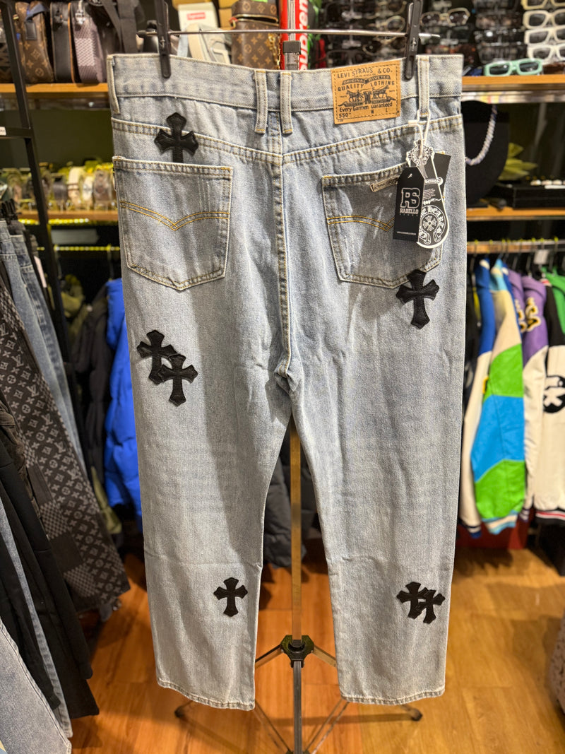 Calça Chrome Hearts Jeans Marinho Claro - Pronta Entrega