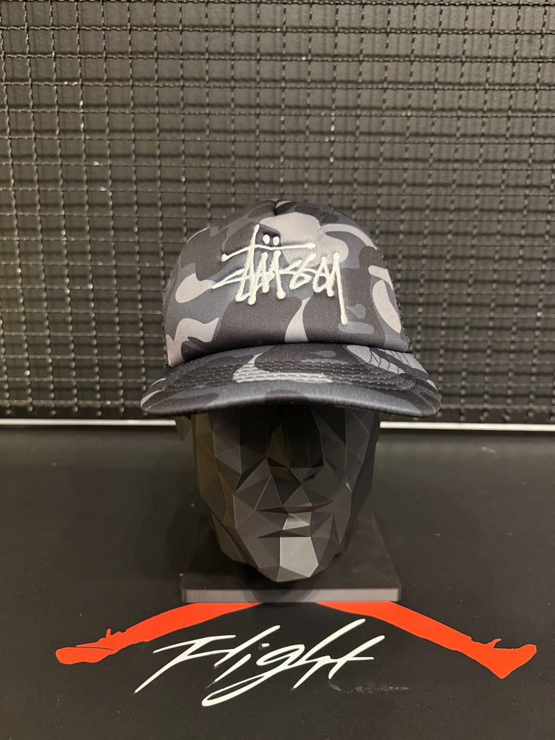 Boné Stussy x Bape Camo Grey - Pronta Entrega