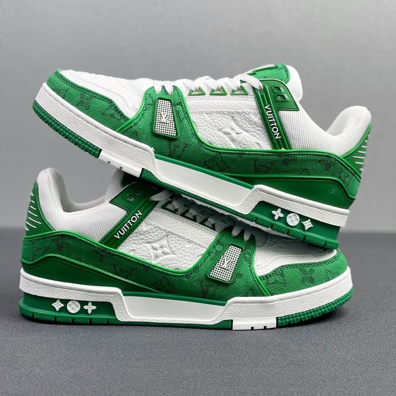 Louis Vuitton Trainer Green Monogram Denim White - Encomenda