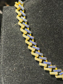 Corrente Cravejada Em Zicornia Cubica Azul/Dourada 45 CM - Pronta Entrega