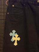Calça Jeans Preta Chrome Hearts Cross White/Blue - Pronta Entrega