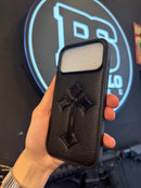 Case Chrome Hearts para Iphone Courino Preto- Pronta Entrega