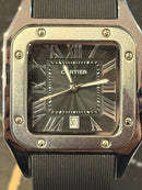 Relógio Cartier Santos Quartzo Silver Fundo Black - Pronta Entrega