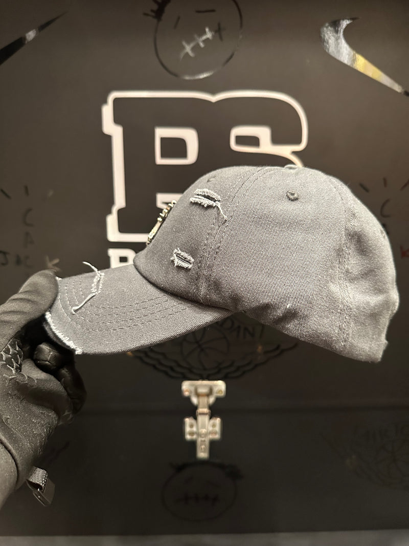 Boné Aba Curva Chrome Hearts Logo Cruz Preto - Pronta Entrega
