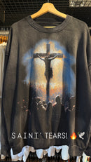 Moletom Saint Tears Manga Longa Destonado Preto - Pronta Entrega