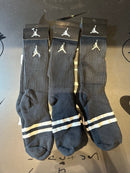 Pack 3 Pares Meia Air Jordan Logo Cano Alto Preto Listrado - Pronta Entrega