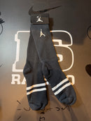 Meia Jordan Logo Cano Alto Listrado Preto - Pronta Entrega